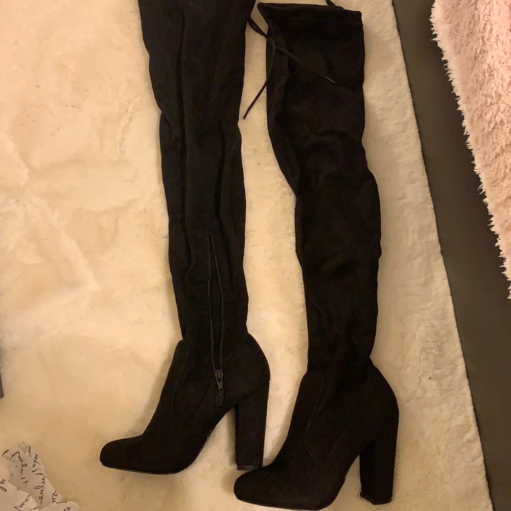 Black Suede Knee High Boots